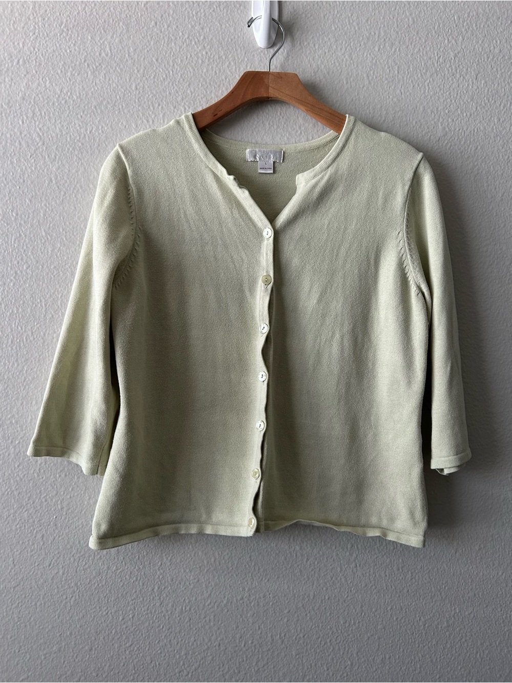 Christopher and banks Light Green Women's Button-Front Cardigan, size L